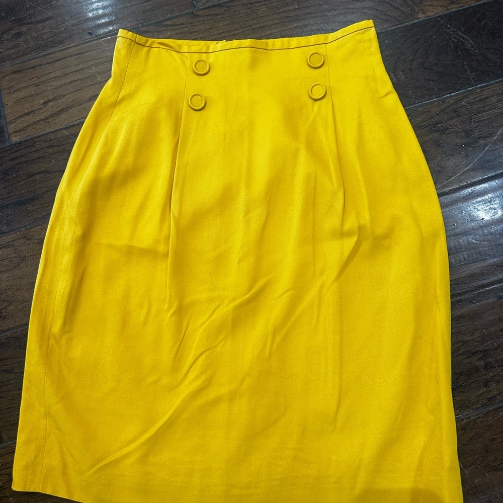 Vintage‎ KGR Elegant Yellow Double-Button Pencil Skirt